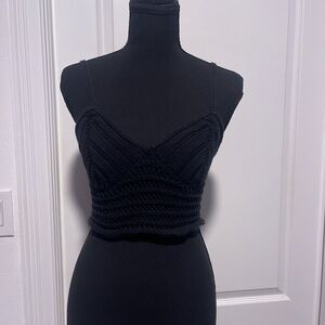 wild fable Black Crochet Ribbed Bralette